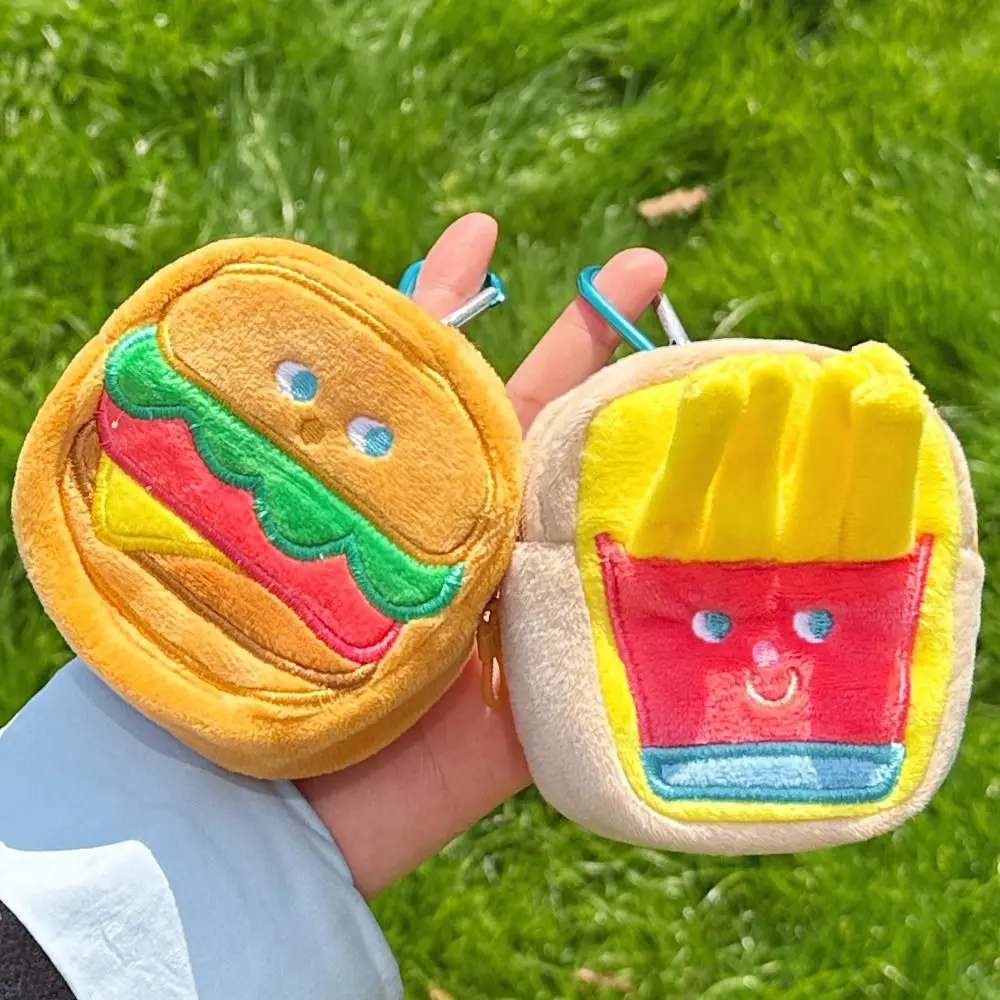Cute Round Coin Purse Burger French Fries Cute Keychain Small Wallet Coin Bag Earphone Bag Gifts