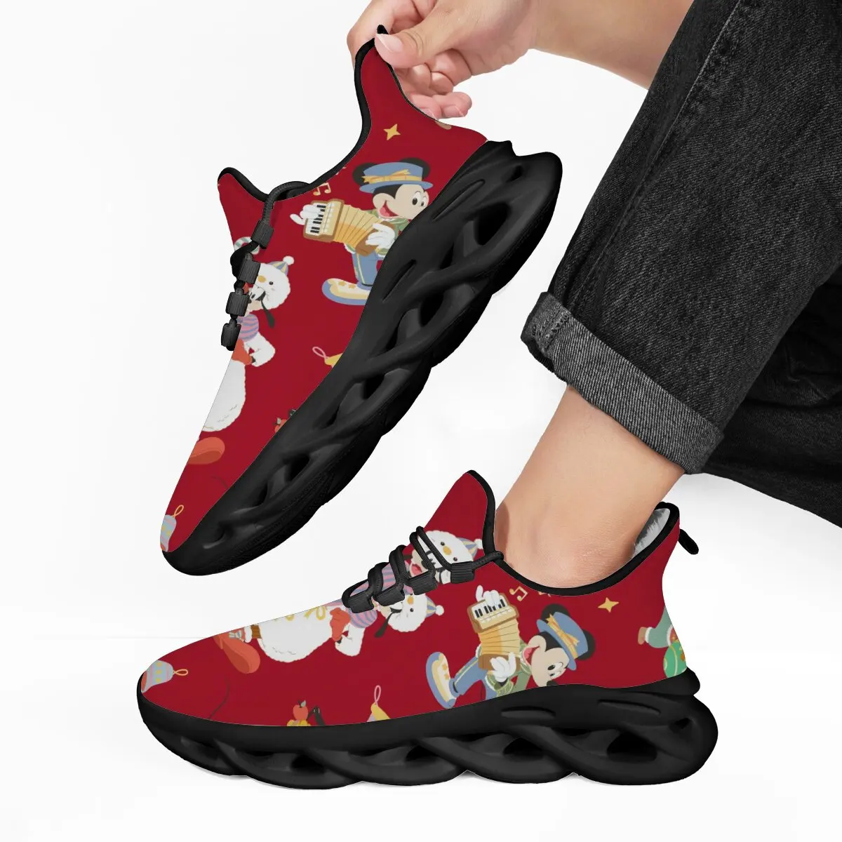 

Disney Outdoor Men's Shoes Fleece Lined Red Cartoon Mickey & Friends Sneakers Walking Sport Men Shoes Men Tenis Masculino