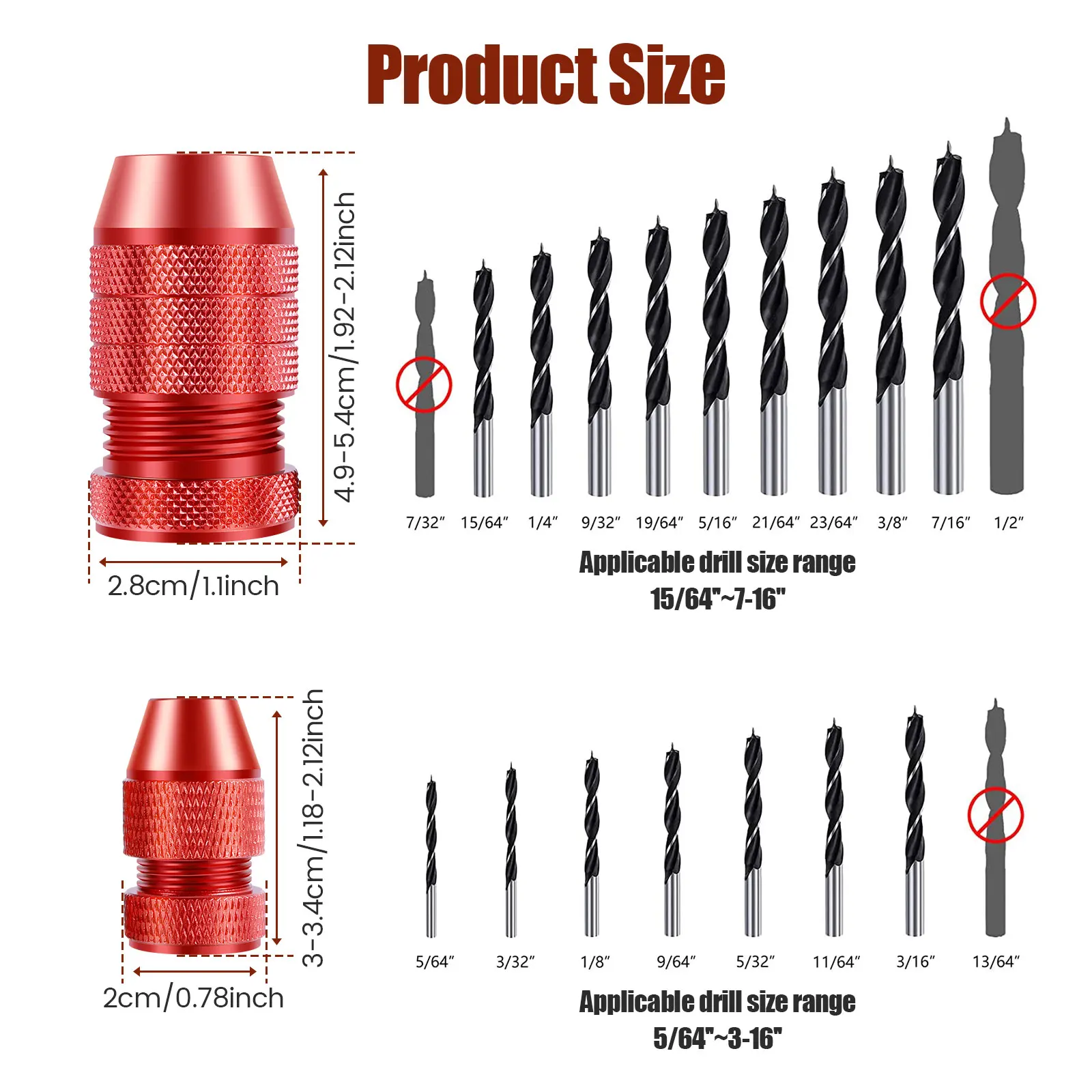 2/4Pcs Adjustable Drill Depth Stop 30-34mm/49-54mm Drill Bit Stop Collar Set with Nylon Inner Ring AluminumAlloy for Woodworking