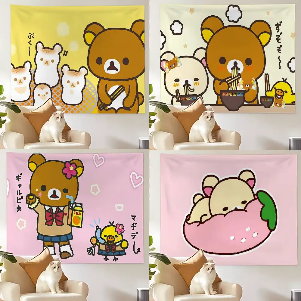 Cute-R-rilakkumasS Kawaii Wandteppich, Wandbehang, Wandteppich, Art-Deco-Decke, Vorhang zum Aufhängen zu Hause, im Schlafzimmer, im Wohnzimmer, als Dekoration