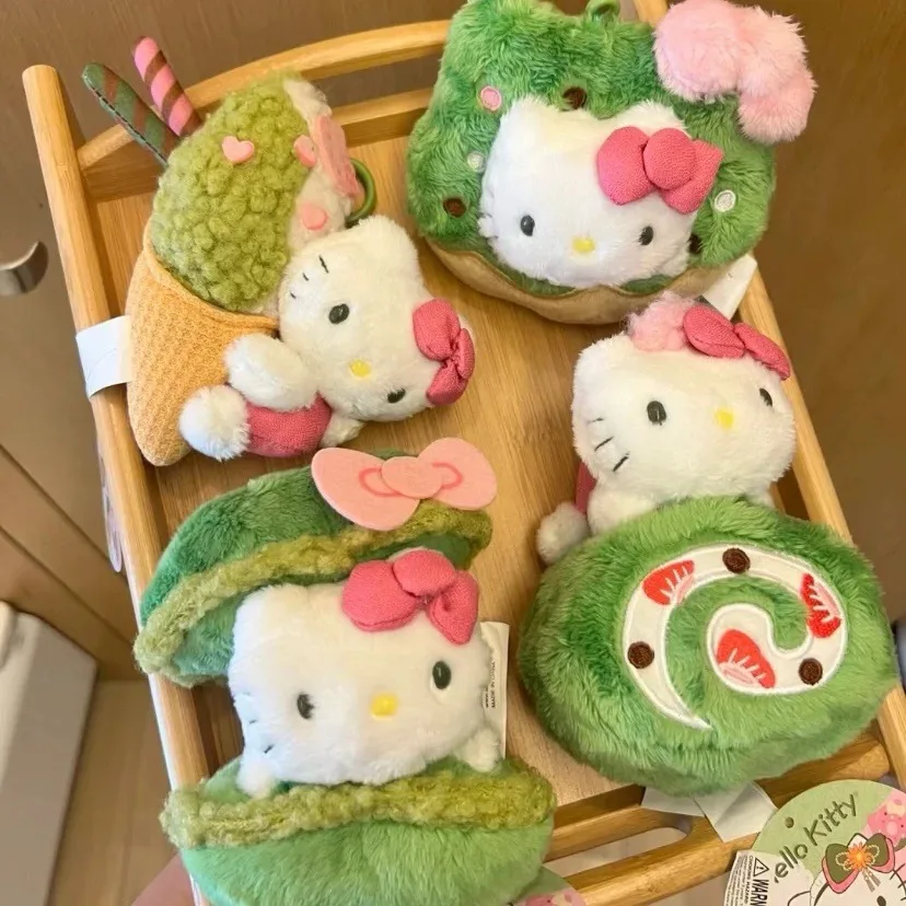 

Новая серия Sanrio Matcha Ice Cream Hello Kitty, креативные плюшевые игрушки с героями мультфильмов, подвеска, десертная сумка Kitty Cat, аксессуары, очаровательный подарок