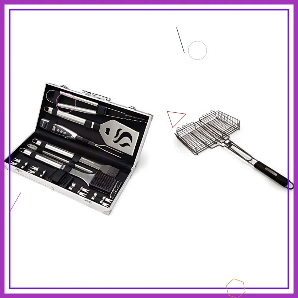 

20-Piece BBQ Grill Set with Nonstick Basket, Aluminum Case for Easy Storage and Portability