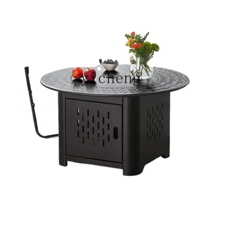 ZK enclosed stove to make tea Household courtyard grill Charcoal grill Round tea table Indoor heating