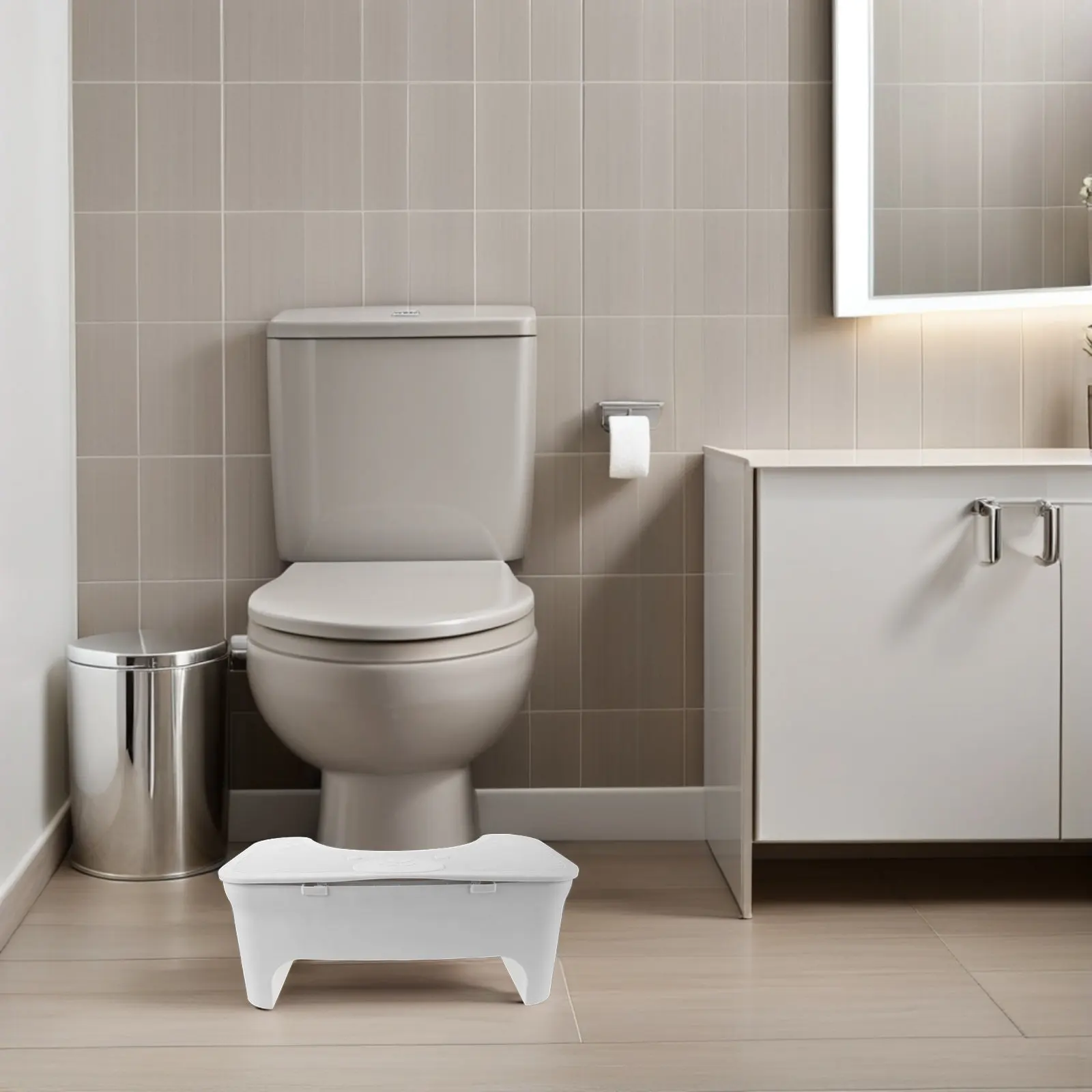 

Утолщенная пластиковая подставка для ног для унитаза с нескользящим основанием, легко моющаяся, для взрослых, портативная конструкция, белая