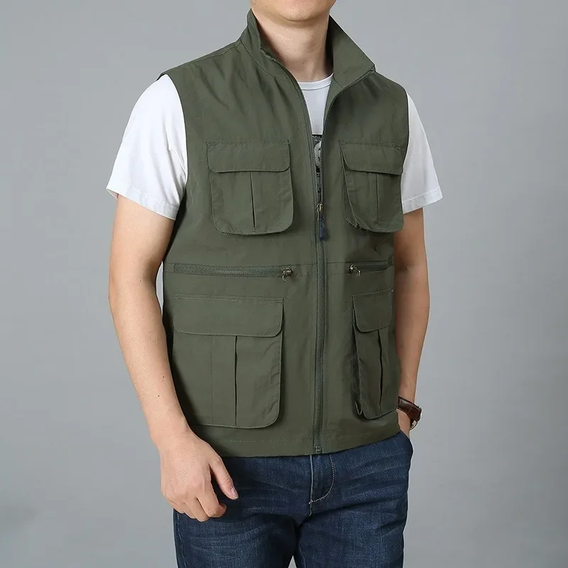 Summer MAN Free VEST Workwear Camping Shipping Waterproof Men\'s Clothing Sleeveless Jacket Work Windbreaker Fishing Vests Denim