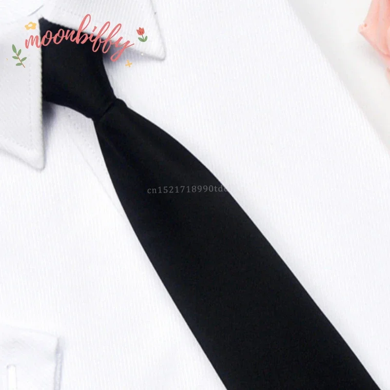 5cm Pre-tied Neck Tie Mens Skinny Zipper Ties Red Black Blue Solid Color Slim Narrow Bridegroom Party Dress Necktie Student Girl