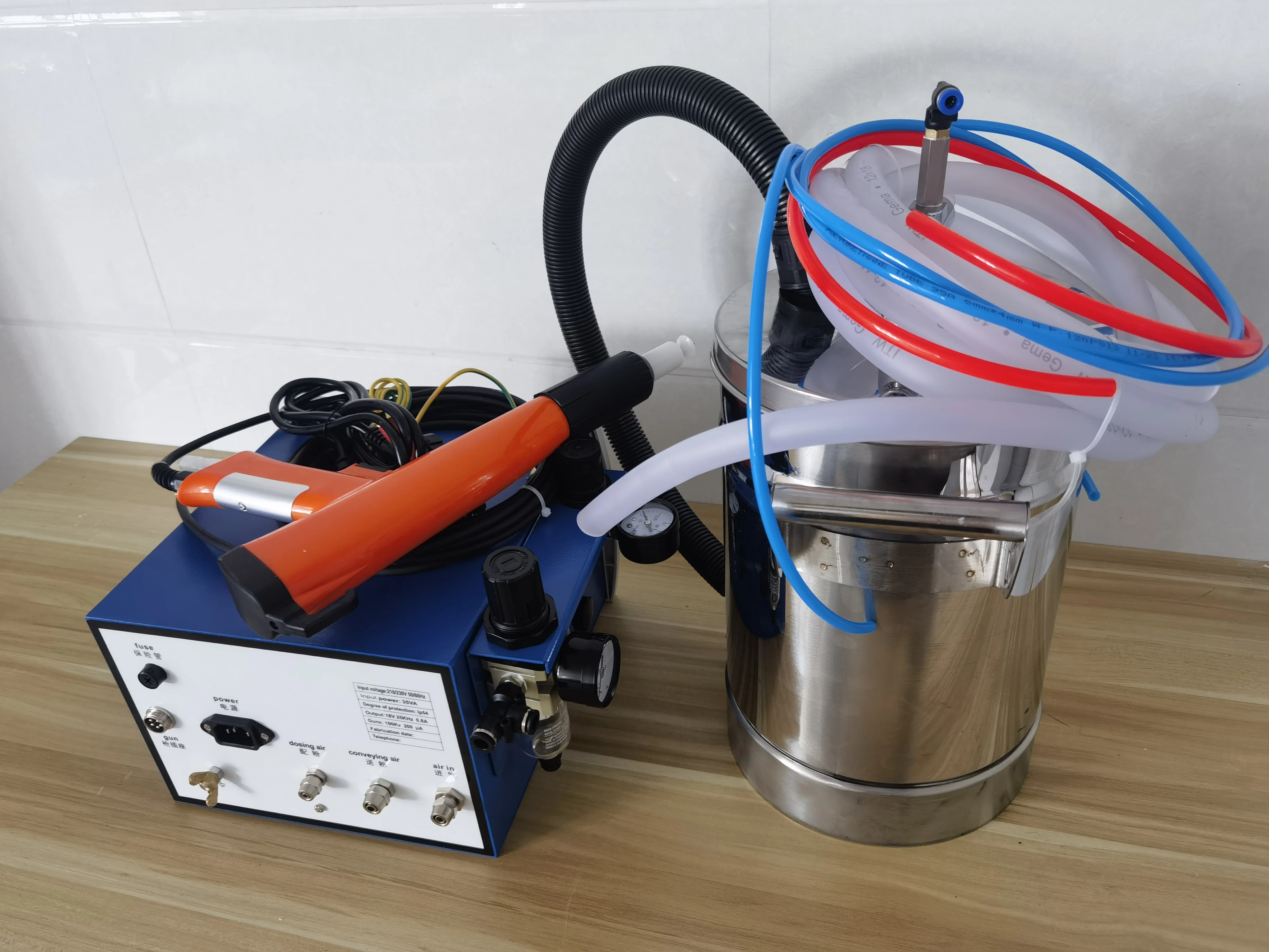 Lab Test Powder Coating Painting Machine Kit With Stainless steel bucket Powder Coating Spray Gun and 603 Painting Unit