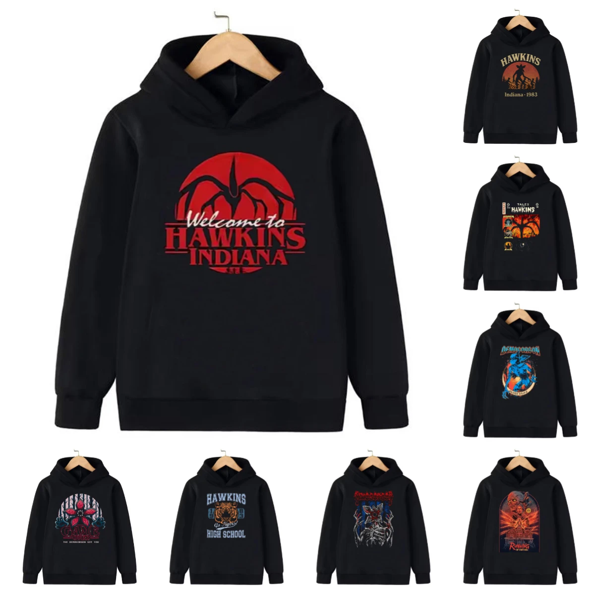 Cartoon Kids Hawkins Demogorgon Hooded Girls Boy Sweatshirt Children's Fashion Casual Tops WILL Girls Clothing Hoodies