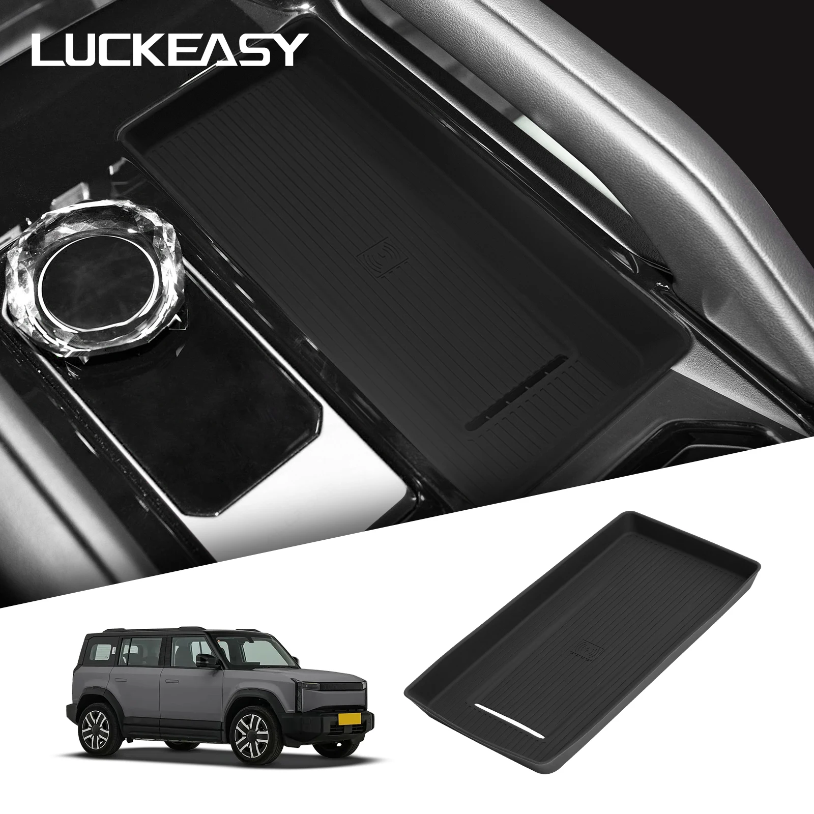 LUCKEASY for Chery ICAR 03 4WD/Jaecoo J6 AWD 2024-2026 Wireless Charging Protective Mat Accessories Non-slip Pad Only Fit LHD