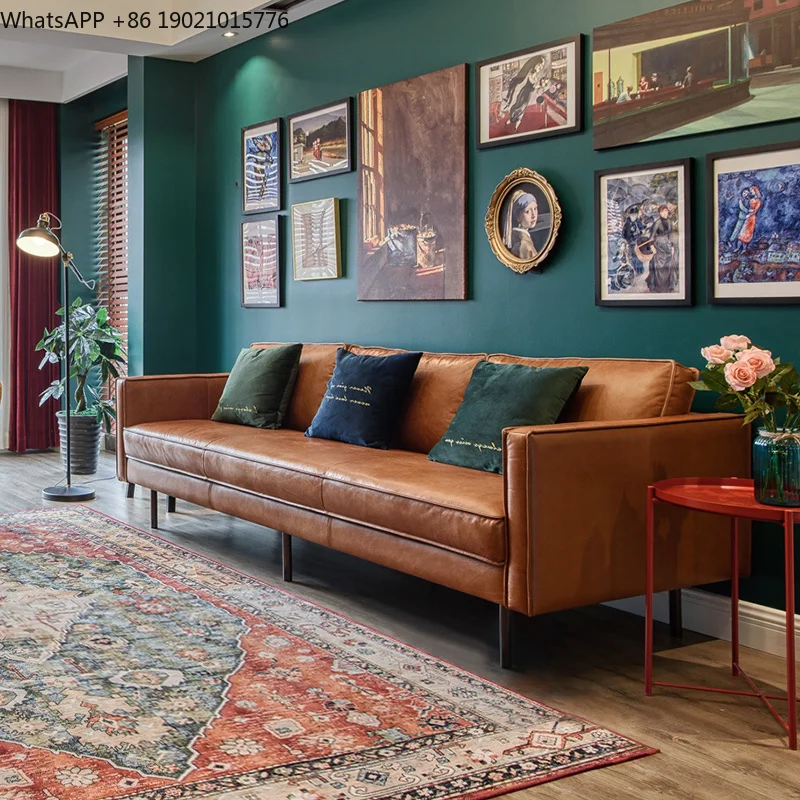 Retro Faux Leather Living Room Sofas Brown Cheap Japanese Sectional Living Room Sofas Nordic Lazy Woonkamerbanken Furniture