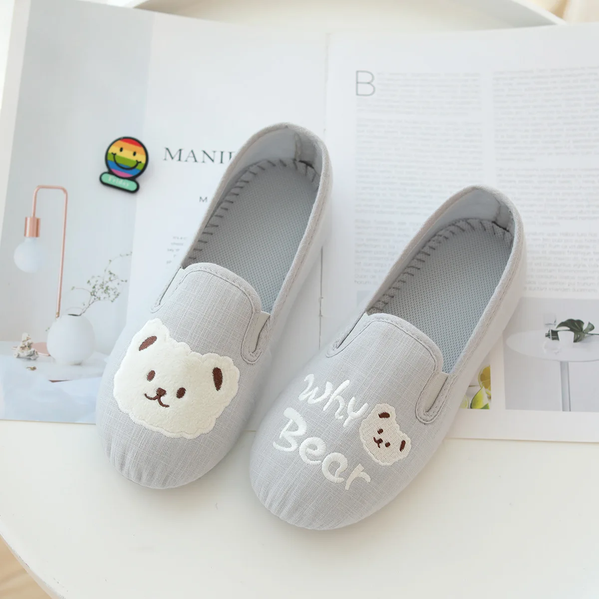 New Arrive Soft Cotton Cute Bear House Indoor Flats Slipper Spring Summer Autumn Slippers For Women Animal Shoes Girl