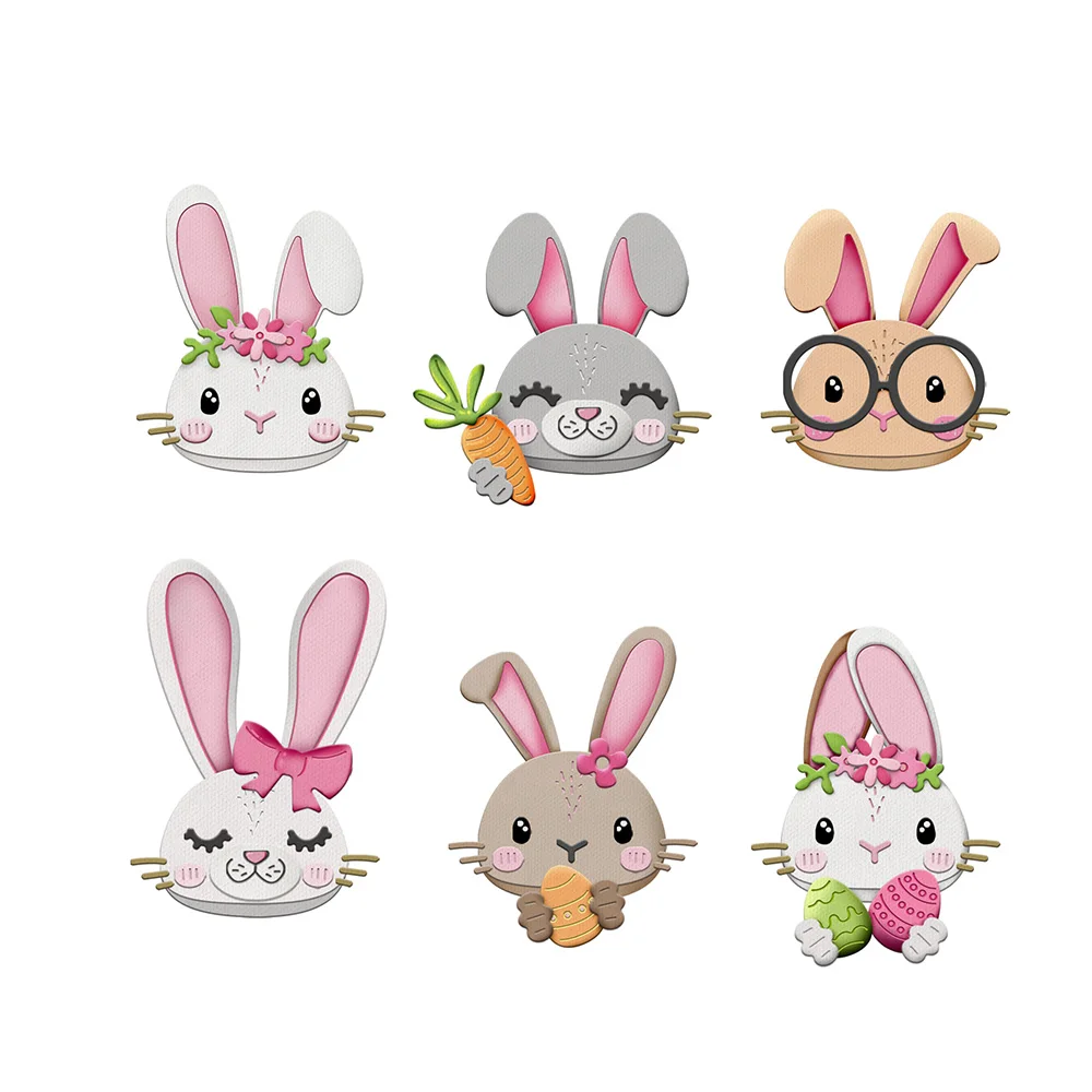 MangoCraft Happy Easter Rabbits Bunny Cutting Dies DIY Scrapbooking Supplies Metal Dies Knife Mold For Card Making Albums Decor