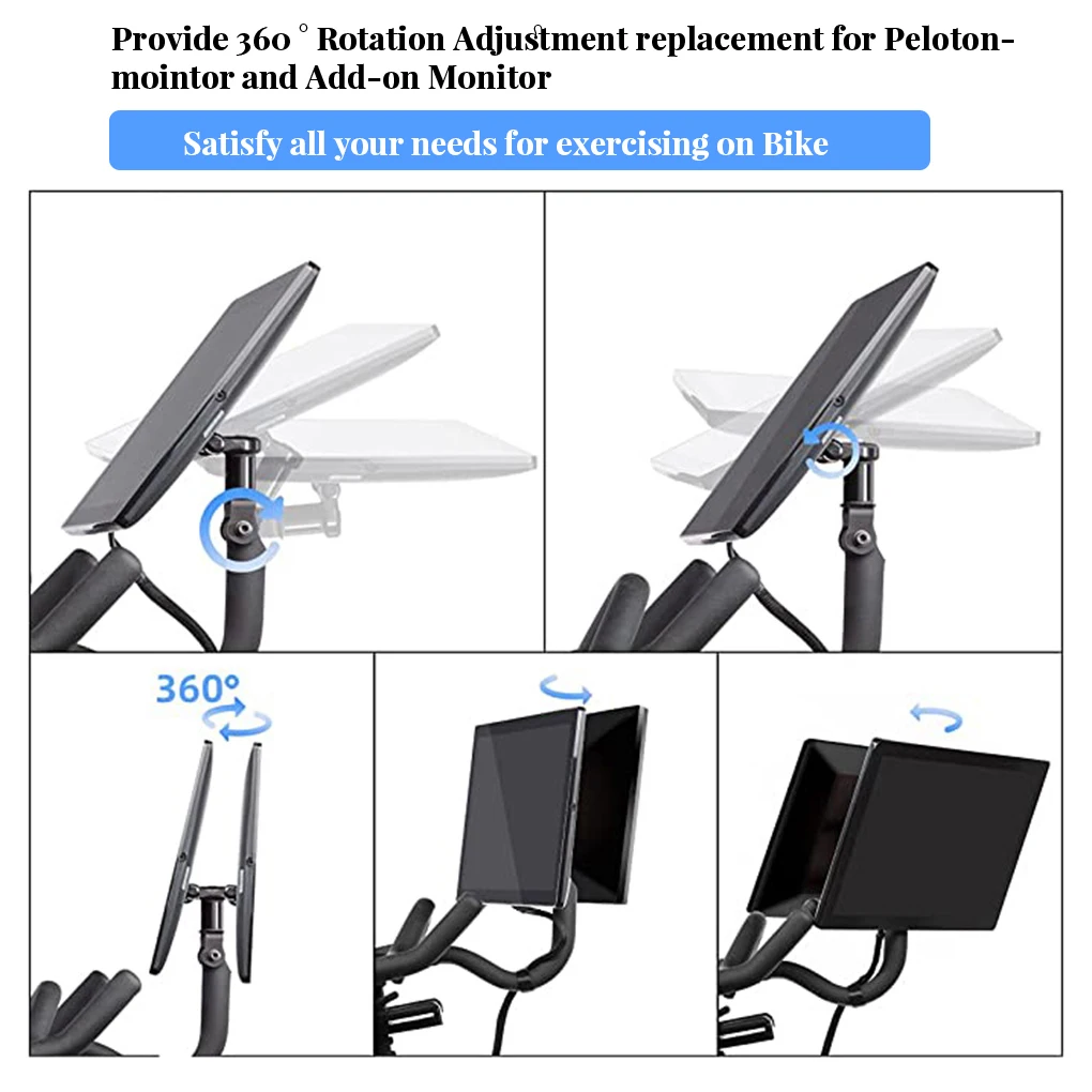 360 Degree Tough Aluminum Alloy Screen Adjuster Waterproof Anti-scratch Display Holder Replacement for Peloton Bike