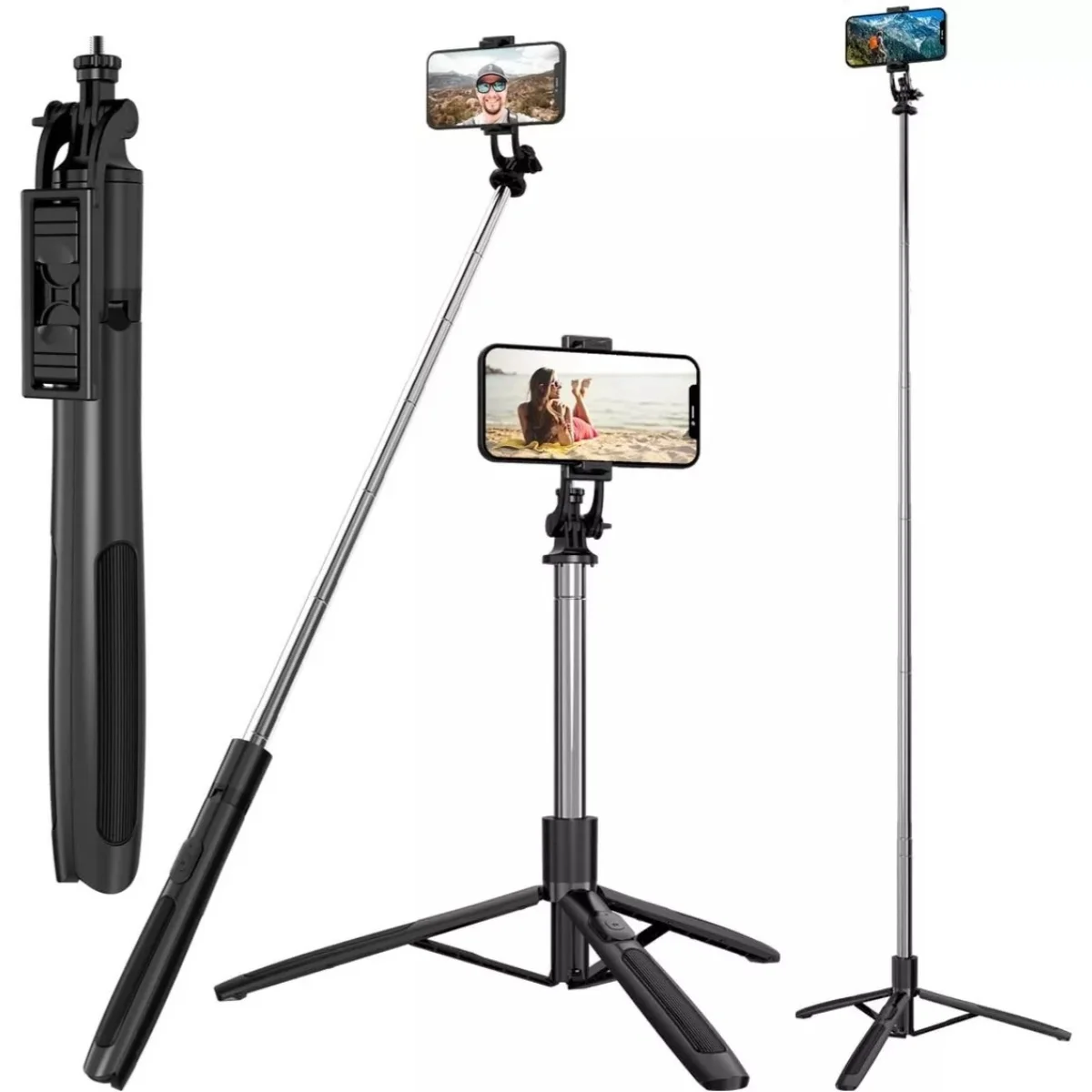 

1.58m Selfie Stick Tripod with Remote 62inch Extendable Mobile Selfie Stick with Tripod Stand Tripod for IPhone and Android