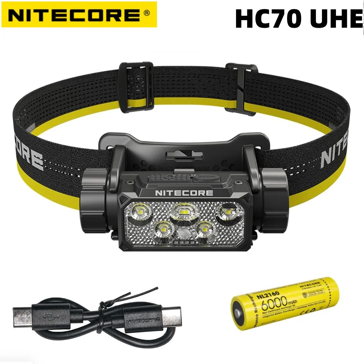 NITECORE HC70 UHE ヘッドライト 6 LED 1600 ルーメン白赤光高性能充電