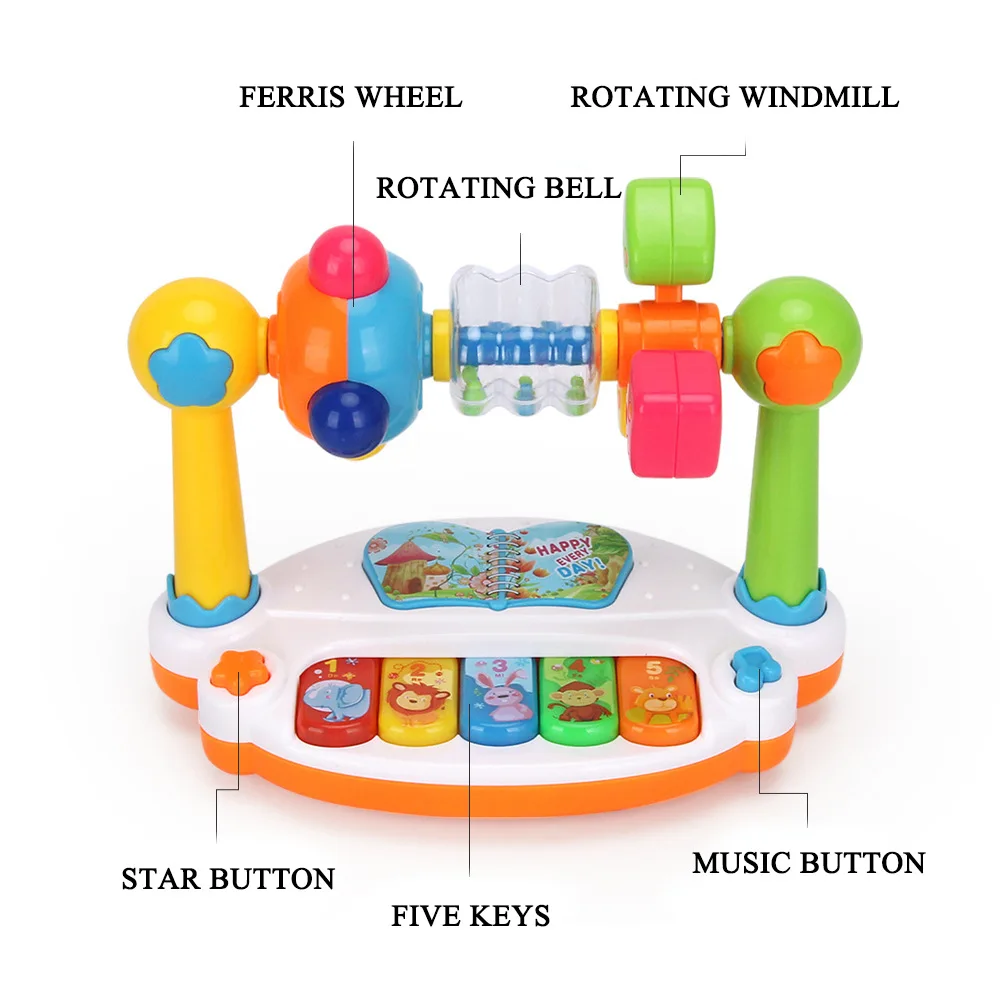 Jouets pour bébé, Piano musical rotatif avec son léger, jouets éducatifs de 1 2 3 ans, clavier sonore d'animaux, jeu de noël pour enfants