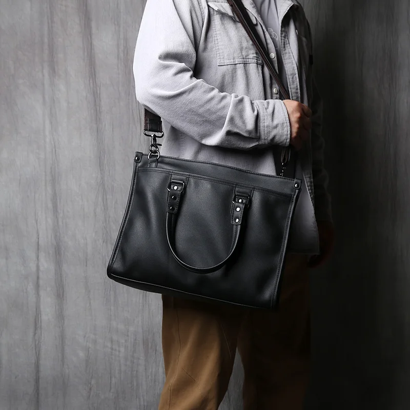 NZPJ Echtem Leder Männer Aktentasche Natürliche Rindsleder Casual Handtasche Weiche Leder Business Schulter Tasche Für 16 Zoll Laptop – Detail 6
