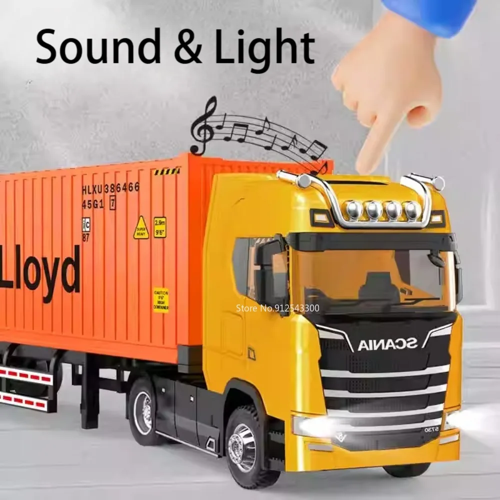 1:50 Scale Truck Transport Car Model Toy Metal Container Alloy Diecast Simulation Engineering Container Vehicle Models Boys Toys - view 5