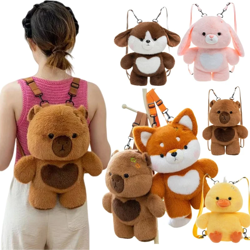 40cm capivara coelho raposa cão pato mochila super macio kawaii animais brinquedos dos desenhos animados aniversário presentes de natal para meninas meninos decoração
