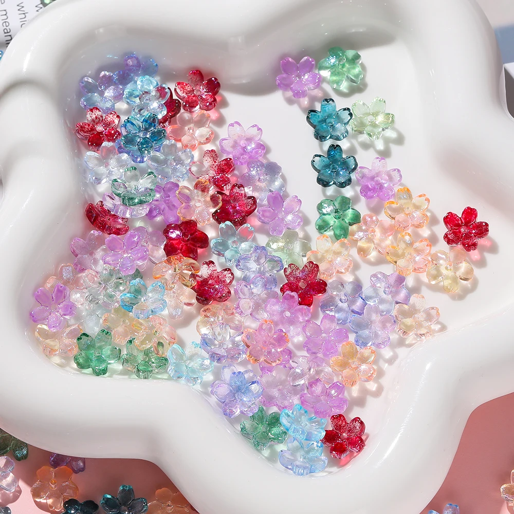 

20 шт., стеклянные прозрачные цветные цветы в форме бусин, колпачки-разделители для браслетов «сделай сам», ожерелья, принадлежности для изготовления ювелирных изделий