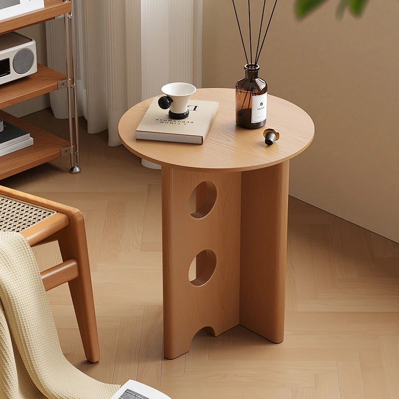 

Mid-Century Modern Side Table Solid Wood End Table for Small Spaces Round Nightstand for Bedroom Retro Living Room Furniture