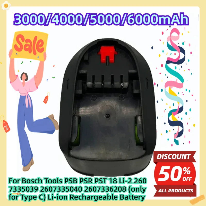 

For Bosch Tools PSB PSR PST 18 Li-2 2607335039 2607335040 2607336208 (only for Type C) Li-ion Rechargeable Battery