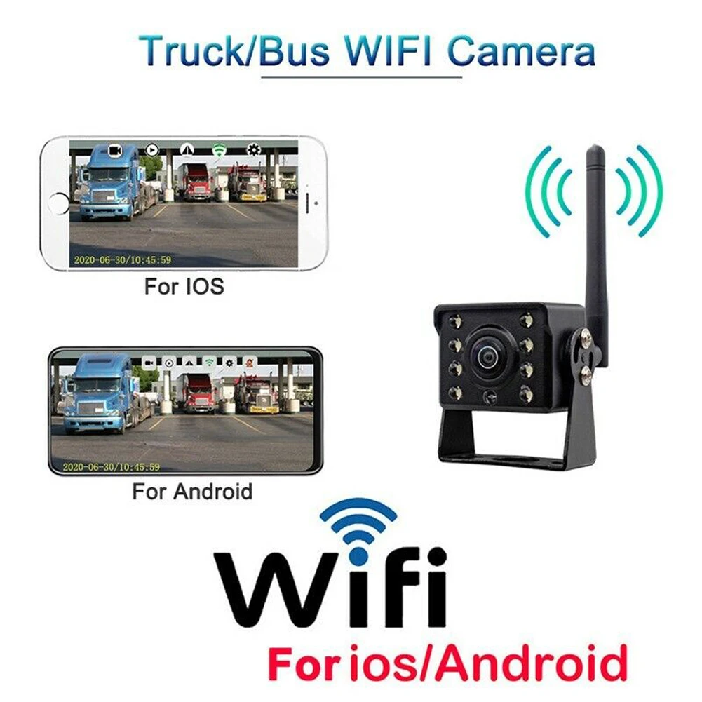 Câmera de visão traseira reversa wi fi sem fio espelho retrovisor câmera do veículo à prova dwaterproof água alta definição câmera retrovisor para caminhão ônibus