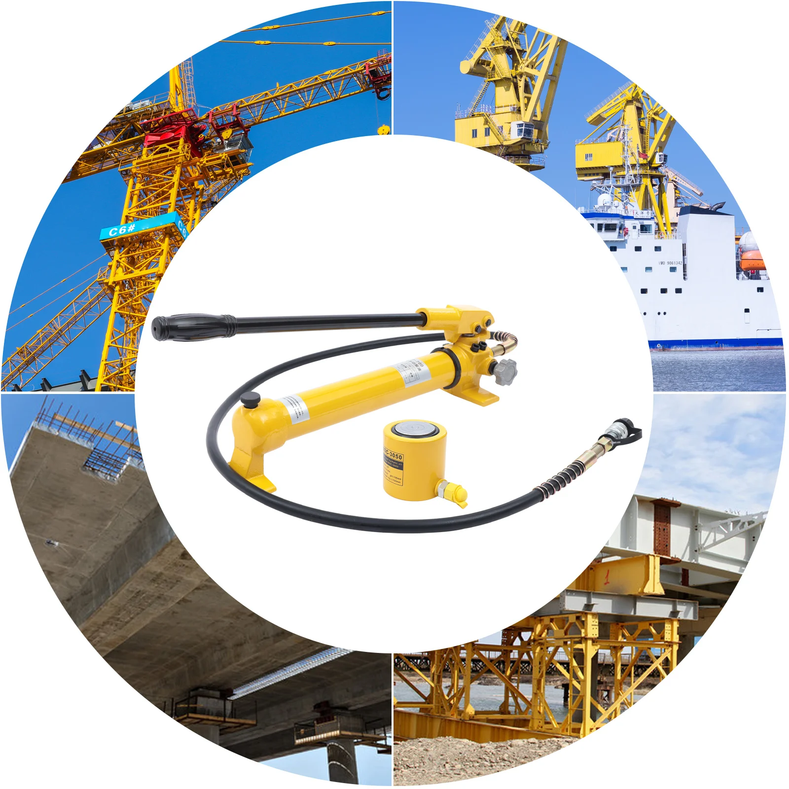 

30 Ton Hydraulic Ram Jack + Hand Pump 30T Hydraulic Jack - 70MPa Pump, 50mm Travel, ZG3/8 Coupling for Heavy Lifting