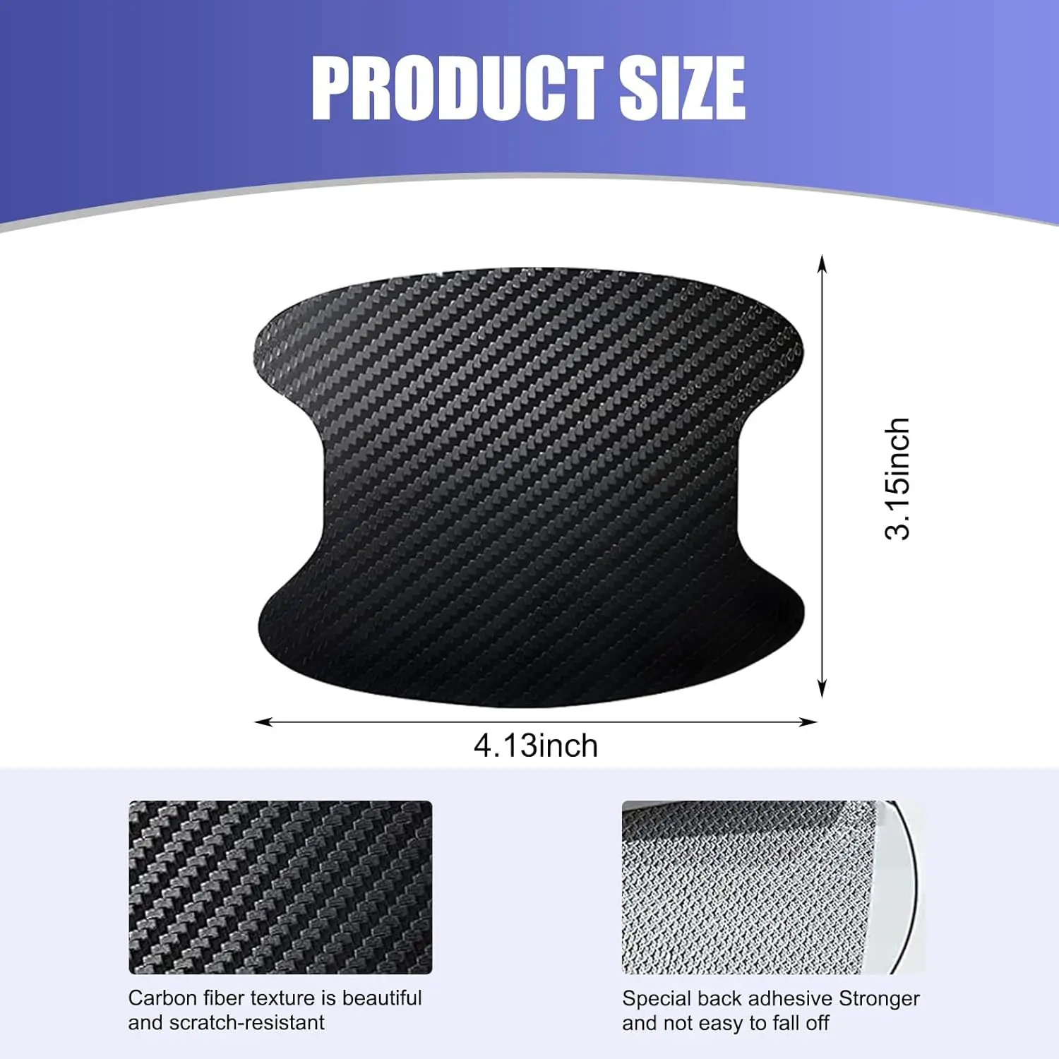 4 PCS Car Door Bowl Protective Film, Carbon Fiber Car Door Side Decoration, Anti-Scratch Car Stickers ,  Automobile Accessories,