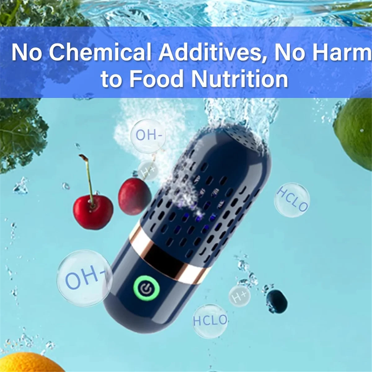 ABXHH Fruit Vegetable Washing Machine,Rechargeable Cleaning Machine for Vegetables and Fruits,Portable Mini Food Cleaner Blue