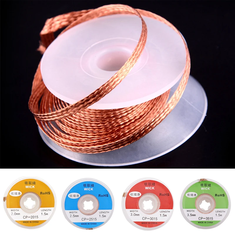 1.5/ 2/ 2.5/ 3/ 3.5MM Width Desoldering Braid Welding Solder Remover Wick Wire Lead Cord Flux BGA Repair Tool Desolder Wire 1.5M