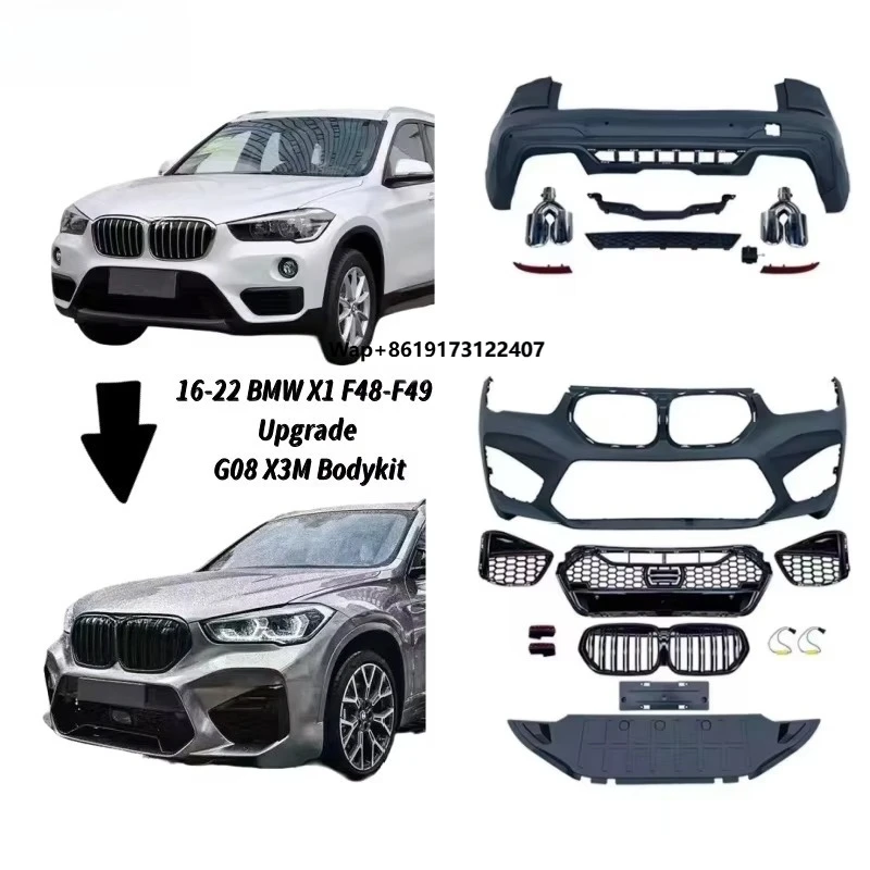 

Upgrade X1 F48-F49 to New G08 X3M Body Kit Front & Rear Bumper Grille Diffuser for 16-22 Model X1 F48 Car Bumpers