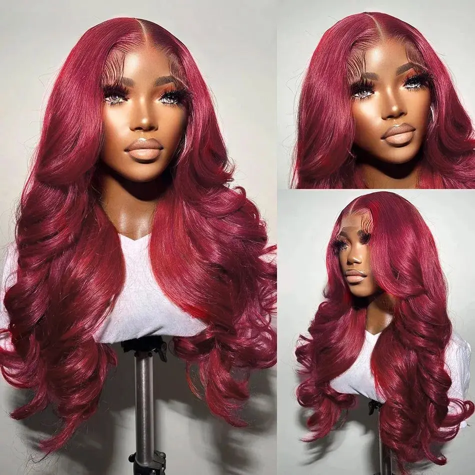 Burgundy Body Wave Wigs 13x4 13x6 HD Transparent Lace Front 100% Natural Brazilian Human Hair Frontal Wig For women