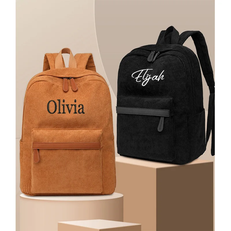 Mochila personalizada para homens e mulheres, mochila de lona monocromática simples e elegante, casual estudante