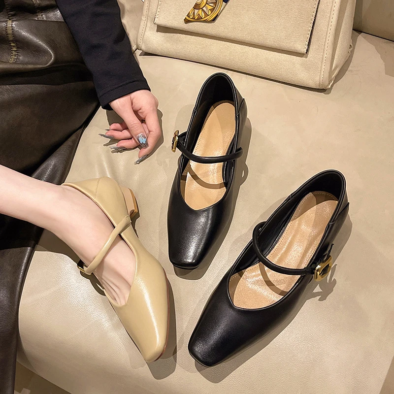 CICIYANG Genuine Leather Women Pump 2024 Spring New Mary Jane Top Layer Cowhide Fashion Low Heel High-heels Summer Ladies Shoes