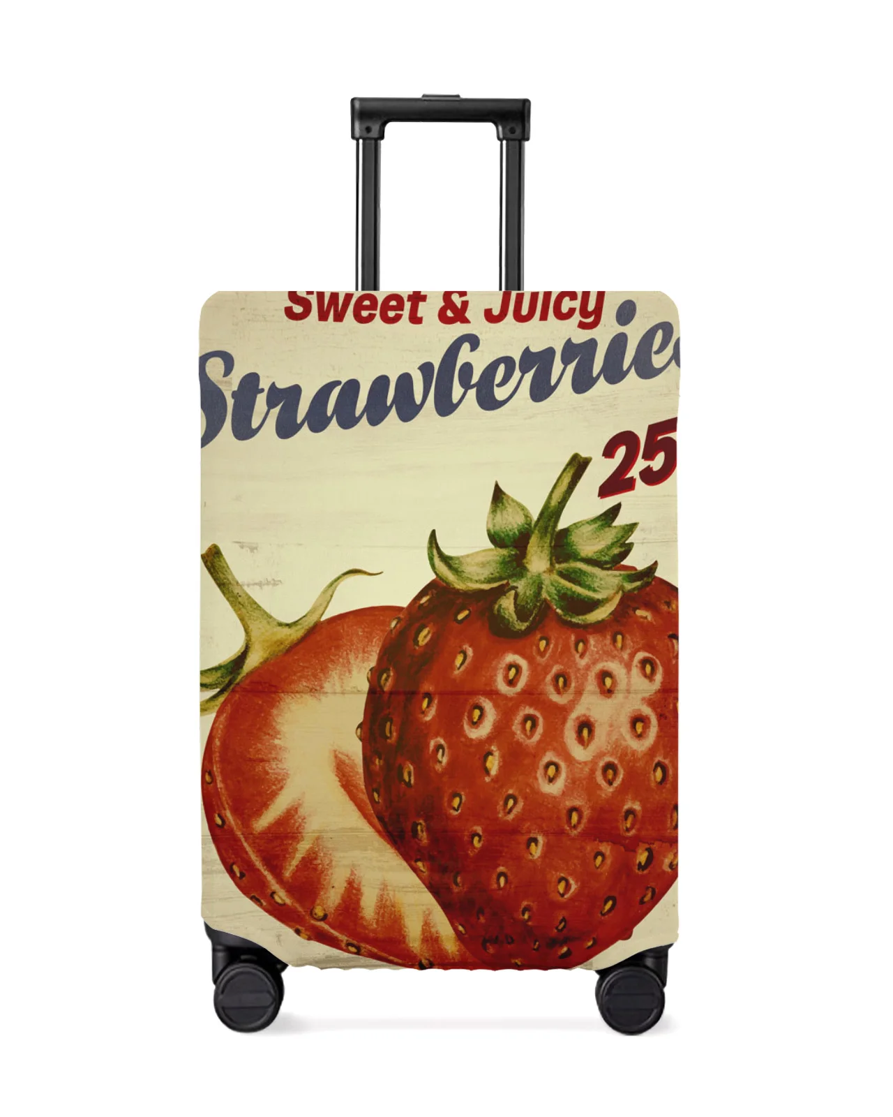 

Fruit Strawberry Wood Grain Retro Travel Luggage Protective Cover Travel Accessories Suitcase Elastic Dust Case Protect Sleeve