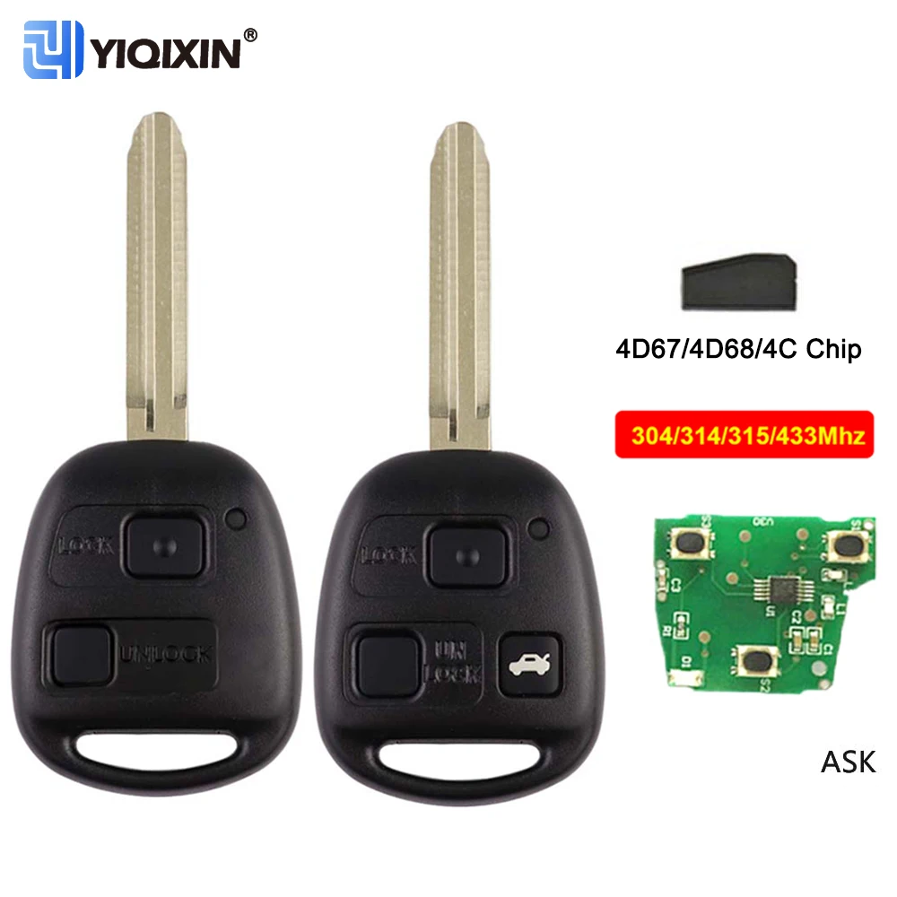 

Дистанционный ключ от автомобиля 304/314/315/433 МГц для Toyota Yaris Camry Corolla Avensis Carina Rav4 Prado Tarago Lexus ES RX 4C 4D67 4D68 чип