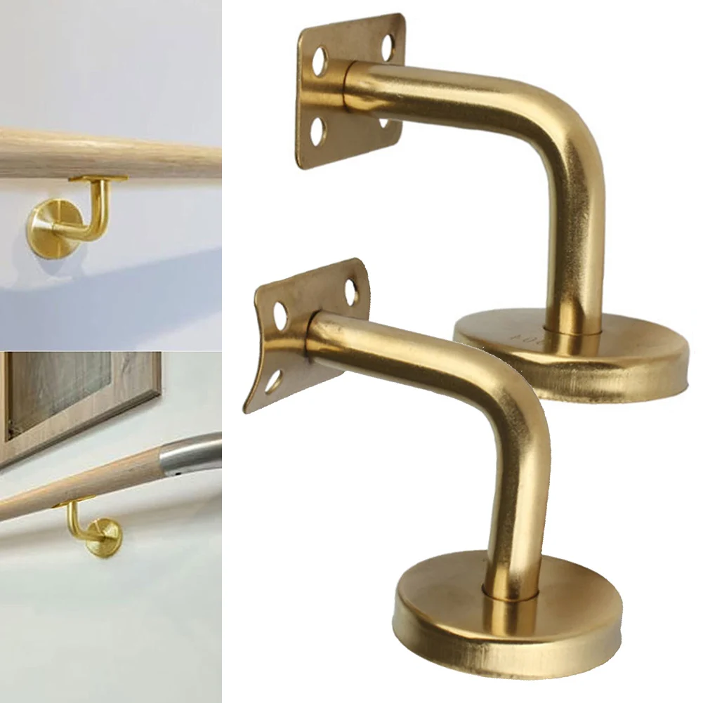 1 Pc Gold Handrail Bannister Support Stair Rail Bracket Balustrade Wall Support Hand Rail Staircase Handrail Fixing Accessories