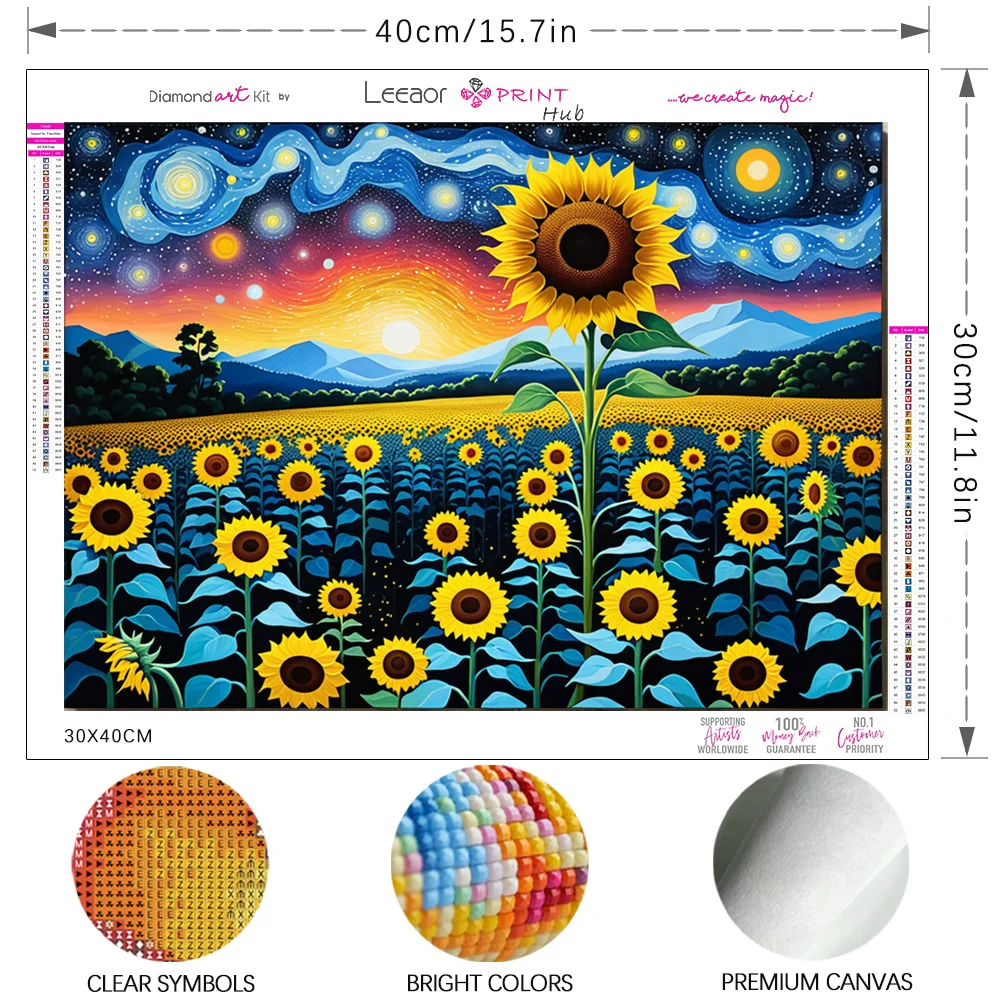 New 2024 Diamond Painting Sunflowers Under The Starry Sky Full Diamond Mosaic Cross Stitch Kit Embroidery Home Wall Decor Crafts