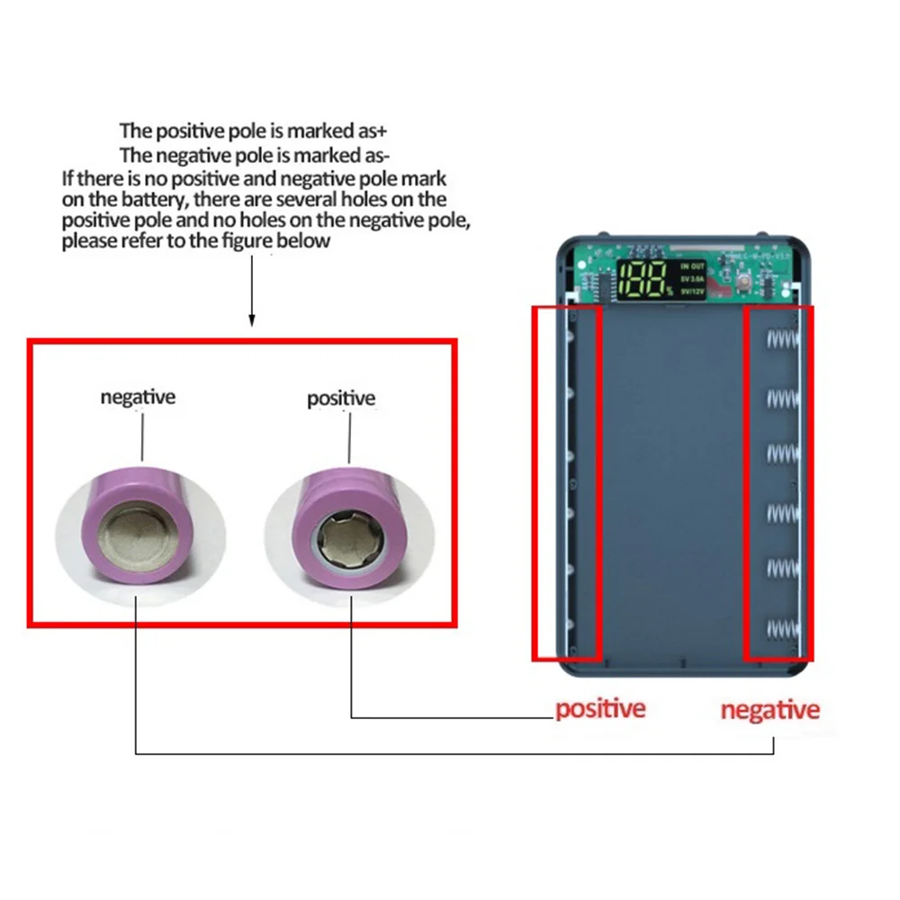 

A14E-6X18650 Battery Charger Box Power Bank Case 18650 Battery Charging Box For Mobile Phone Charge
