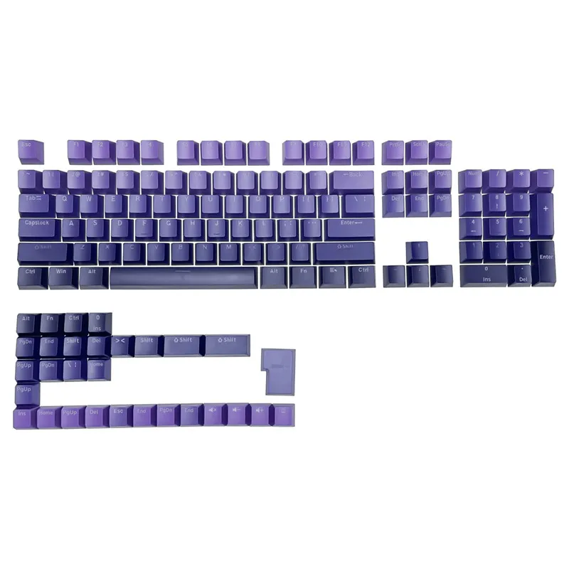 Purple Gradient Translucent Personalized Keycaps 134KeysPBT Material OEM Profile Doubleshot For 61/64/68/104 Mechanical Keyboard