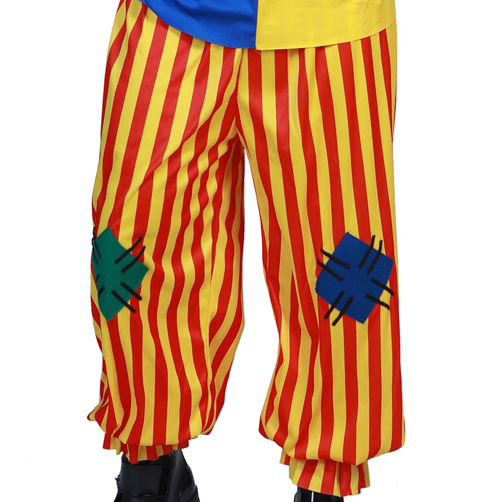 Engraçado dos homens circo palhaço cosplay traje adulto halloween outfits carnaval páscoa purim fantasia vestido