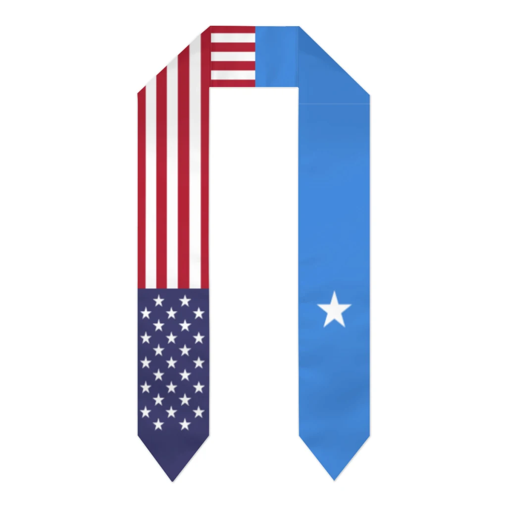 Graduation Sash Somalia & USA United States Flag Stole Shawls Graduate Wraps Scraf International Student Pride Gifts