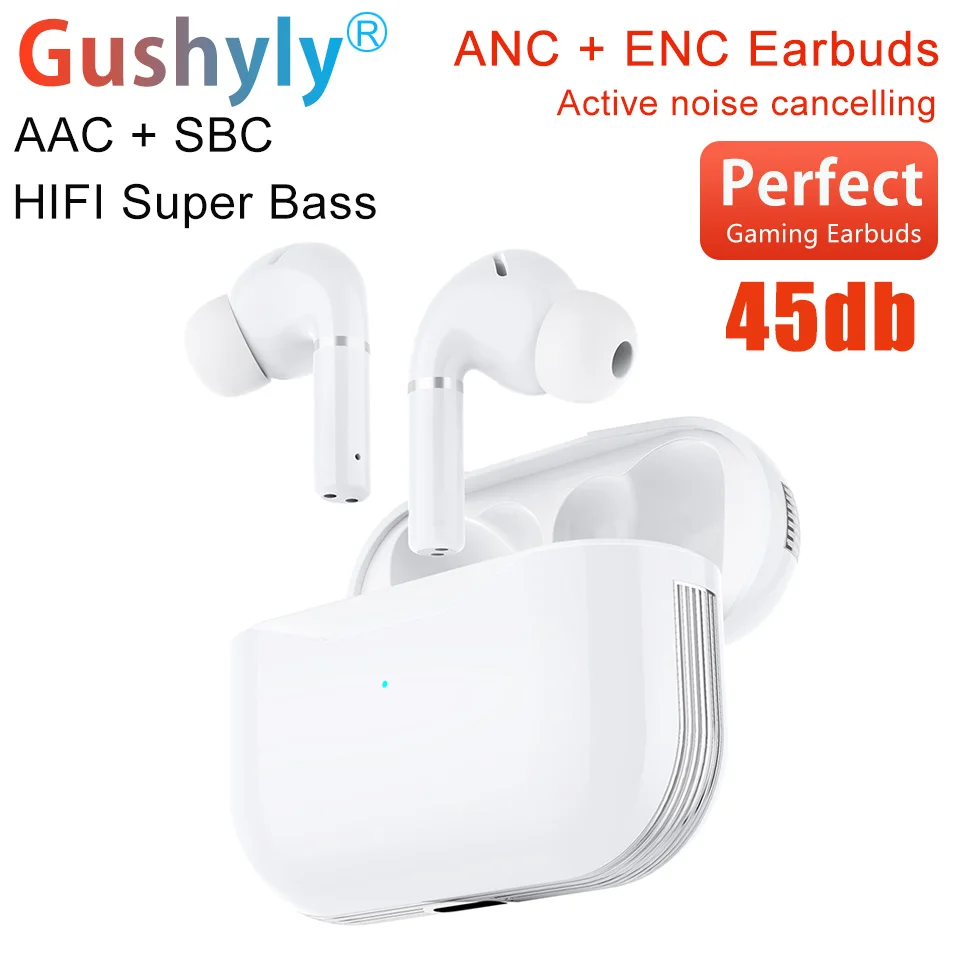 Ximiley 45DB Pro 3 ANC TWS Bluetooth 5.2 Earphone Active Noise Cancelling Headphones BES Airoha 1562A ENC Gamer Sports Earbuds