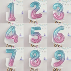 40inch Gradient Number 0-9 Foil Balloon Unicorn Mermaid Theme 1 2 3 4 5th Birthday Party Candy Color Number Foil Balloons
