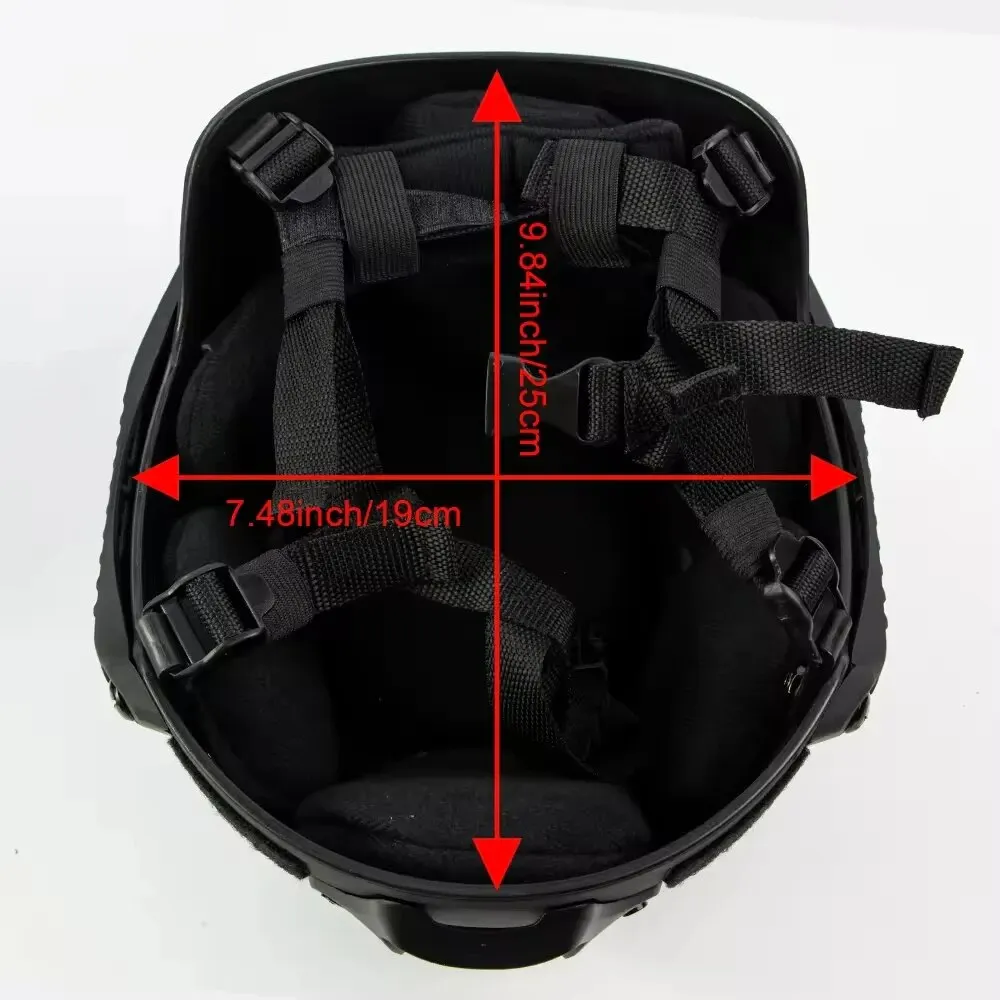 MICH 2001 Tactical Helmet with Adjustable Chin Strap Night Vision Mount and Side Rails for Airsoft Paintball Outdoor Sports