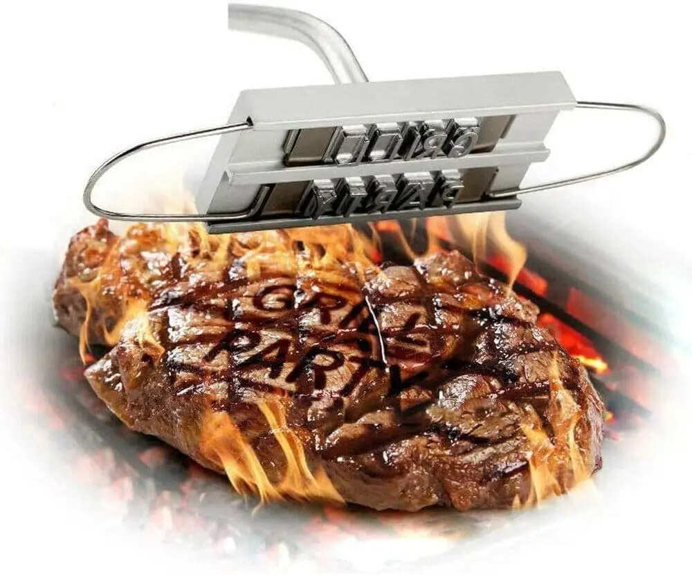 YUEWO BBQ Branding Iron with Changeable Letters Grilling BBQ Tools Perfect for Branding Steaks, Burgers, Chicken, Meat