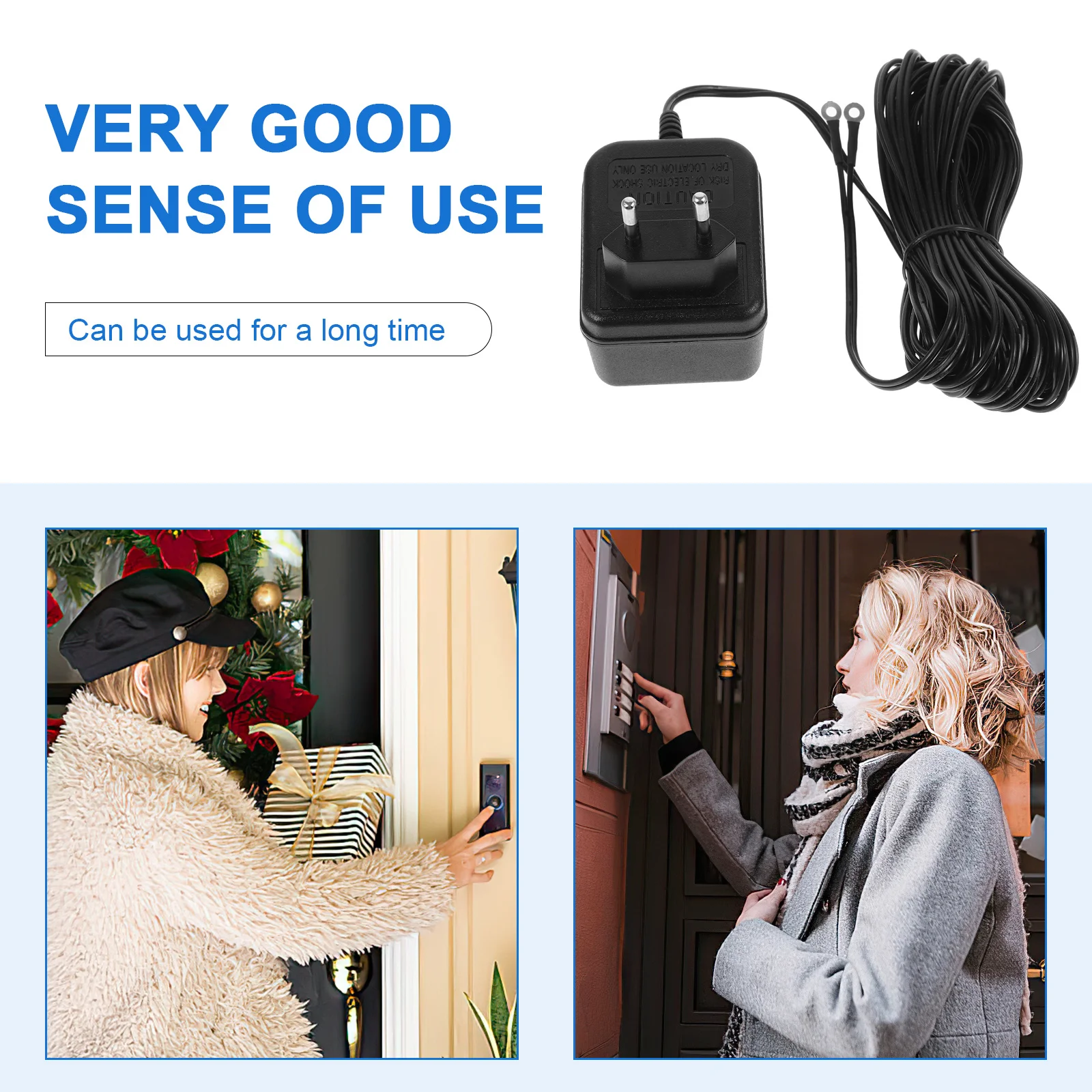

Doorbell Power Adapter Plastic Video Doorbell Transformer Long Cord European Standard For Home Security Sleek Design