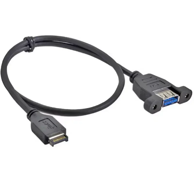 Cable de conexión de placa base trasera USB 3,0 hembra tipo e para ordenador con tornillos de montaje en Panel para asegurar Cable de datos