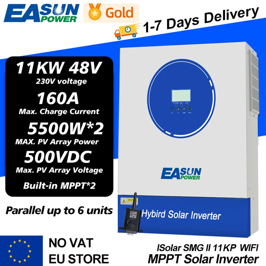 Inverter solare ibrido 11KW 11000VA 48V Inverter fotovoltaico integrato Dual MPPT 160A Inverter Off Grid con WIFI RS485